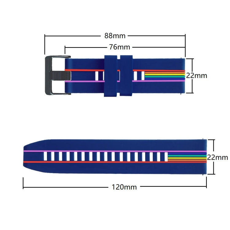Rainbow Silicone Watchband, For Honor Magic Watch 2 46mm, For Honor Watch Dream