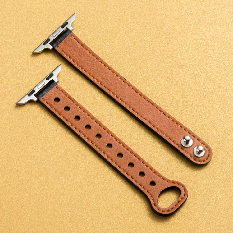 Microfiber Leather Car Line Small Waist Double Buckle Watch Strap, 7 41mm / 6&SE&5&4 40mm / 3&2&1 38mm, 7 45mm / 6&SE&5&4 44mm / 3&2&1 42mm