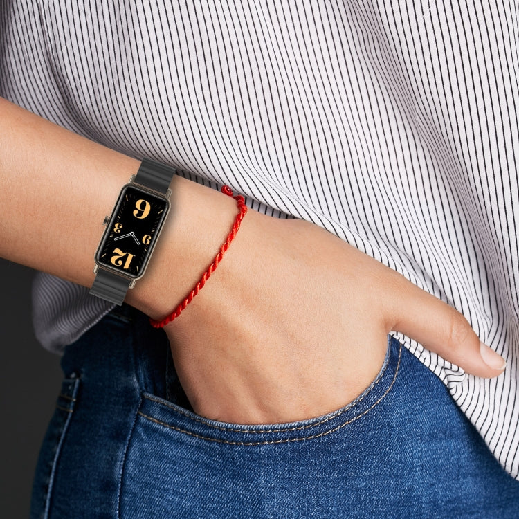 One Bead Metal Steel Watch Strap, For Huawei Fit Mini