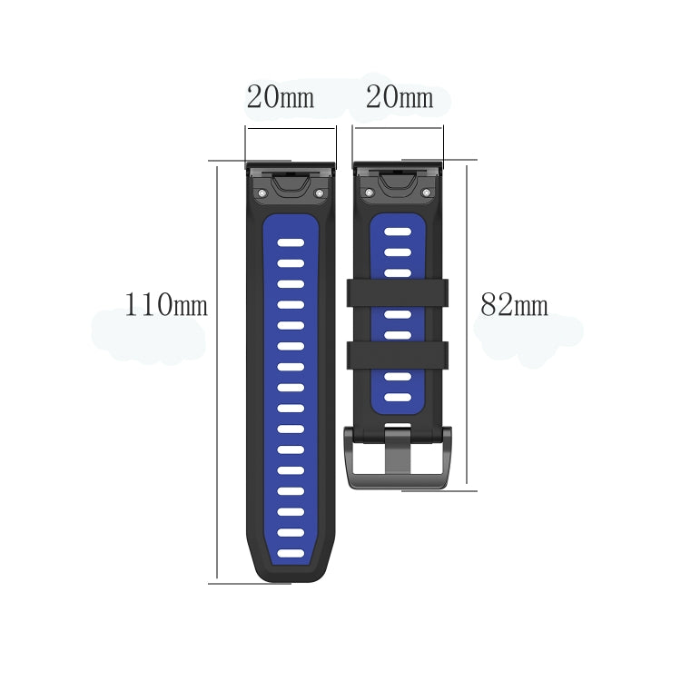 20mm Two-color Silicone Jack Watch Strap, For Garmin Fenix 7S
