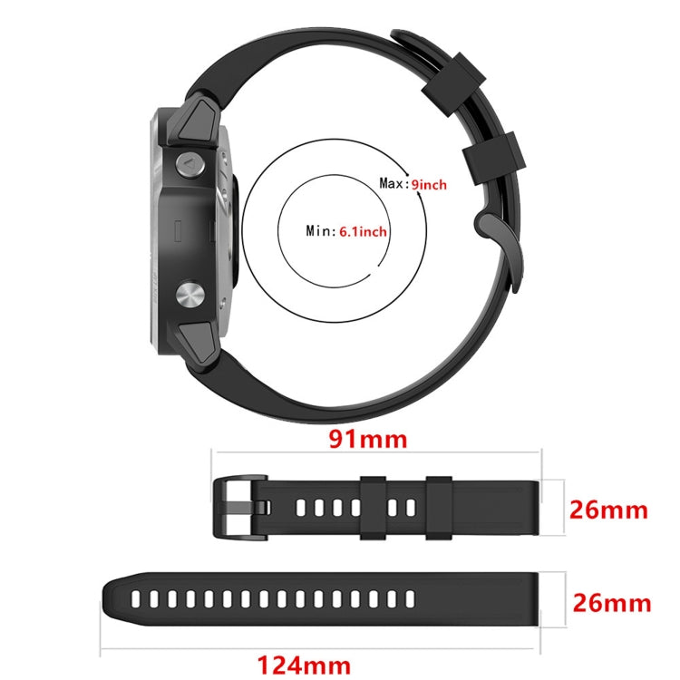26mm Solid Color Silicone Quick Release Strap, For Garmin Fenix 7X