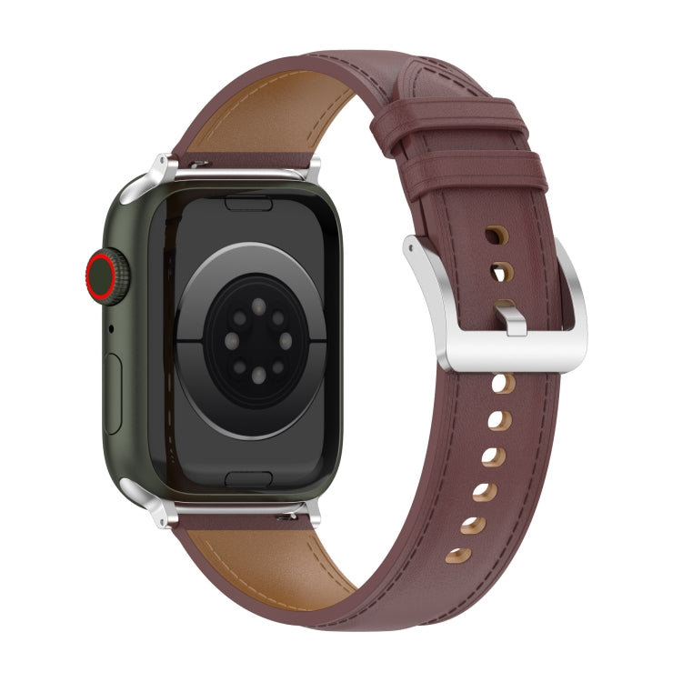 Top Layer Cowhide Sewing Watch Strap For Apple Watch Series, 7 41mm / 6&SE&5&4 40mm / 3&2&1 38mm 20mm, 7 45mm / 6&SE&5&4 44mm / 3&2&1 42mm 22mm, 7 41mm / 6&SE&5&4 40mm / 3&2&1 38mm 22mm, 7 45mm / 6&SE&5&4 44mm / 3&2&1 42mm 20mm