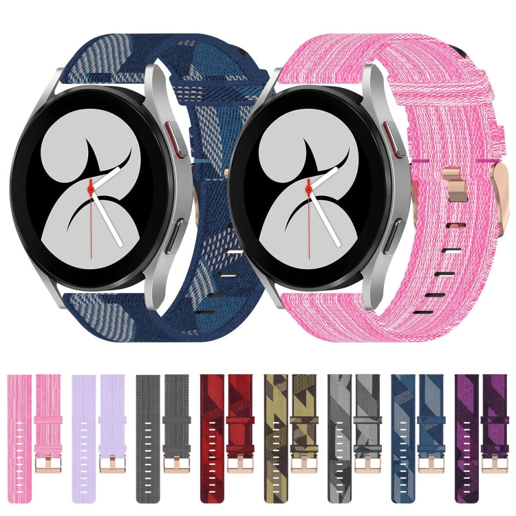 20mm Nylon Woven Watch Band, For Samsung Galaxy Watch 4 40mm, For Samsung Galaxy Watch 4 44mm, For Samsung  Galaxy Watch 4 Classic 42mm, For Samsung  Galaxy Watch 4 Classic 46mm, For Samsung Galaxy Watch 3 41mm, For Samsung Galaxy Watch Active 2 40mm