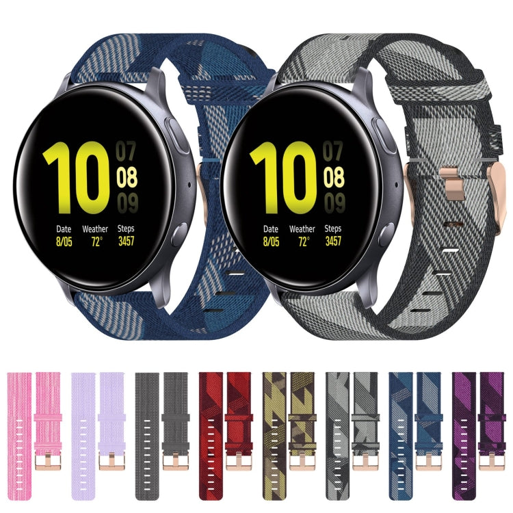 20mm Nylon Woven Watch Band, For Samsung Galaxy Watch Active 2 44mm, For Samsung Galaxy Watch Active 40mm, For Samsung Galaxy Watch 42mm, For Samsung Gear Sport, For Samsung Gear S2 Classic