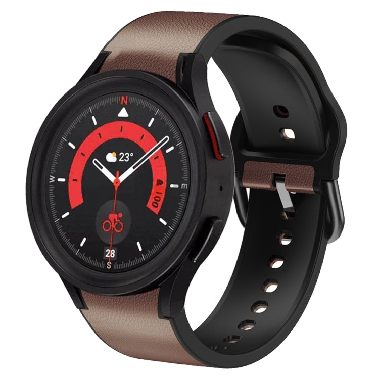 20mm Silicone Adhesive Leather Watch Band, For Samsung Galaxy Watch 5 40mm, For Samsung Galaxy Watch 5 44mm, For Samsung Galaxy Watch 5 Pro 45mm, For Samsung Galaxy Watch 4 40mm, For Samsung Galaxy Watch 4 44mm