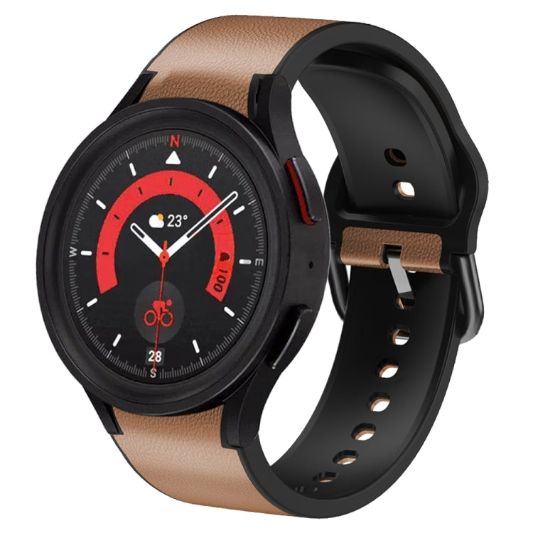 20mm Silicone Adhesive Leather Watch Band, For Samsung Galaxy Watch 5 40mm, For Samsung Galaxy Watch 5 44mm, For Samsung Galaxy Watch 5 Pro 45mm, For Samsung Galaxy Watch 4 40mm, For Samsung Galaxy Watch 4 44mm