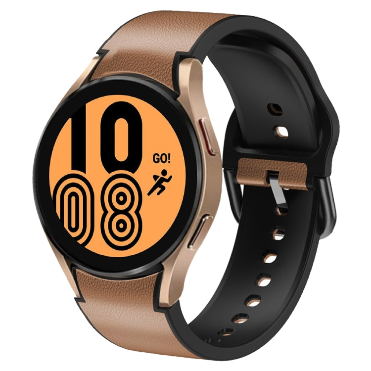 20mm Silicone Adhesive Leather Watch Band, For Samsung Galaxy Watch 5 40mm, For Samsung Galaxy Watch 5 44mm, For Samsung Galaxy Watch 5 Pro 45mm, For Samsung Galaxy Watch 4 40mm, For Samsung Galaxy Watch 4 44mm