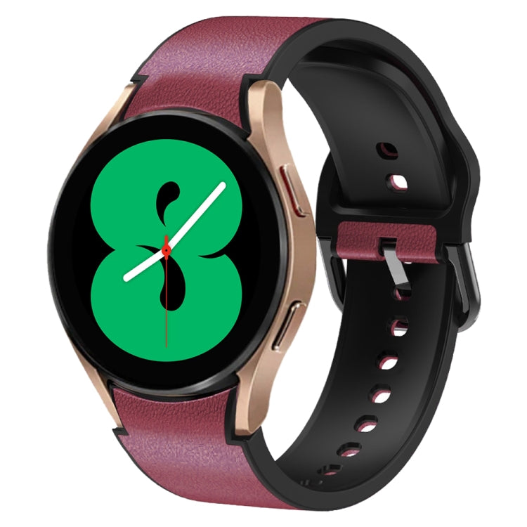 20mm Silicone Adhesive Leather Watch Band, For Samsung Galaxy Watch 5 40mm, For Samsung Galaxy Watch 5 44mm, For Samsung Galaxy Watch 5 Pro 45mm, For Samsung Galaxy Watch 4 40mm, For Samsung Galaxy Watch 4 44mm