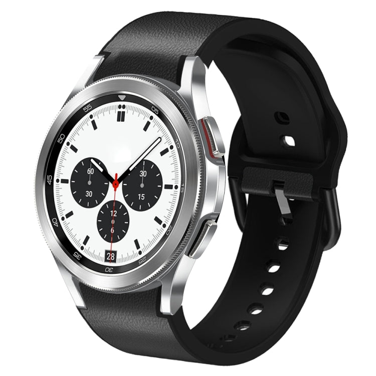 20mm Silicone Adhesive Leather Watch Band, For Samsung Galaxy Watch 4 Classic 46mm, For Samsung Galaxy Watch 4 Classic 42mm, For Samsung Galaxy Watch Active 2