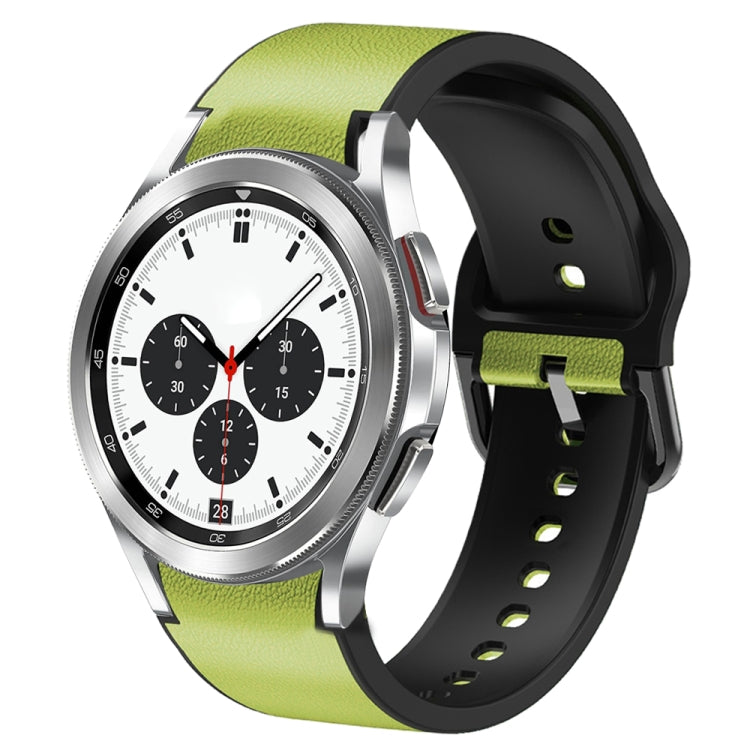 20mm Silicone Adhesive Leather Watch Band, For Samsung Galaxy Watch 4 Classic 46mm, For Samsung Galaxy Watch 4 Classic 42mm, For Samsung Galaxy Watch Active 2