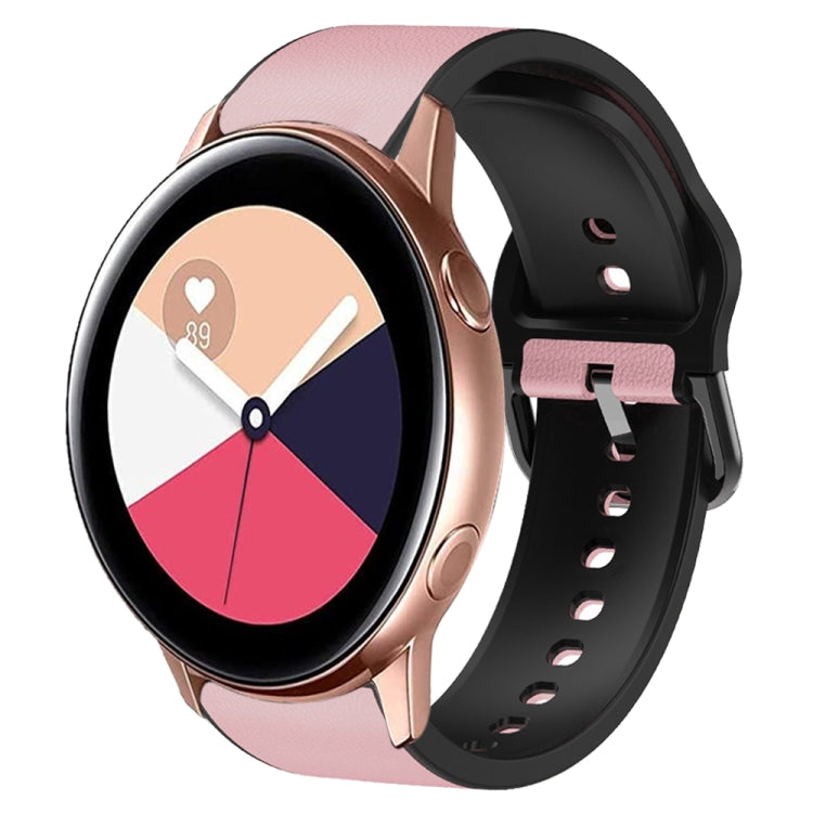 20mm Silicone Adhesive Leather Watch Band, For Samsung Galaxy Watch 4 Classic 46mm, For Samsung Galaxy Watch 4 Classic 42mm, For Samsung Galaxy Watch Active 2