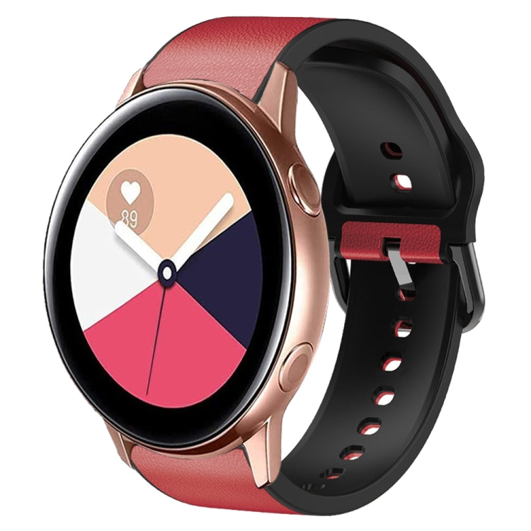 20mm Silicone Adhesive Leather Watch Band, For Samsung Galaxy Watch 4 Classic 46mm, For Samsung Galaxy Watch 4 Classic 42mm, For Samsung Galaxy Watch Active 2