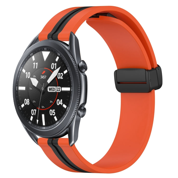 22mm Folding Magnetic Clasp Silicone Watch Band, For Samsung Galaxy Watch3 45mm, For Samsung Galaxy Watch 46mm, For Samsung Gear S3 Classic, For Samsung Gear S3 Frontier