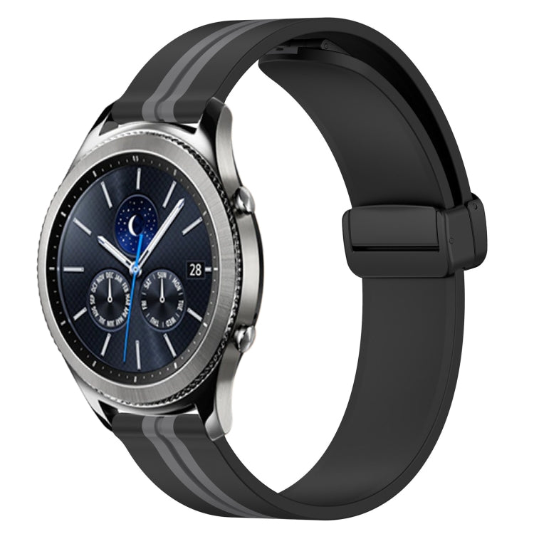 22mm Folding Magnetic Clasp Silicone Watch Band, For Samsung Galaxy Watch3 45mm, For Samsung Galaxy Watch 46mm, For Samsung Gear S3 Classic, For Samsung Gear S3 Frontier