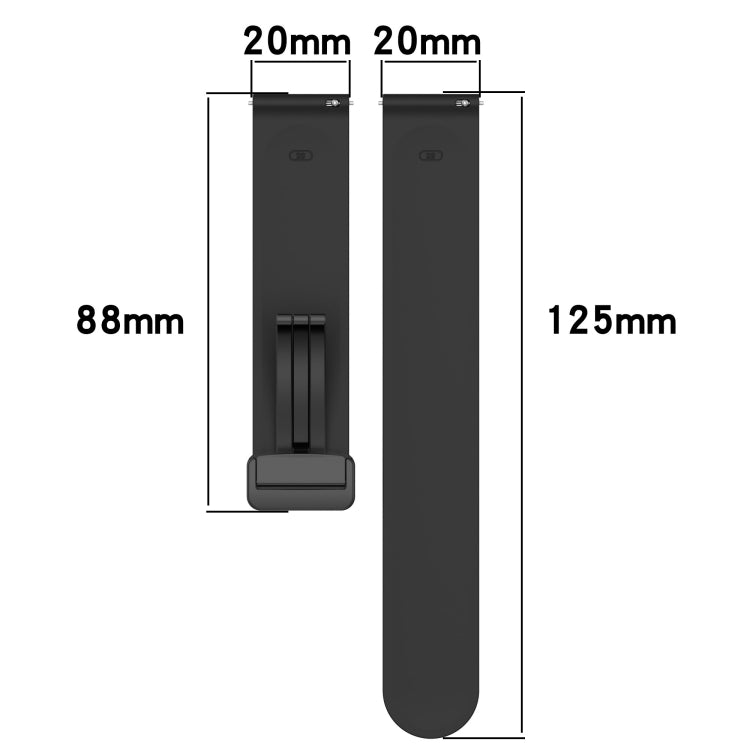 20mm Folding Magnetic Clasp Silicone Watch Band, For Garmin Forerunner 55, For Garmin Venu, For Garmin Venu SQ, For Garminmove Luxe
