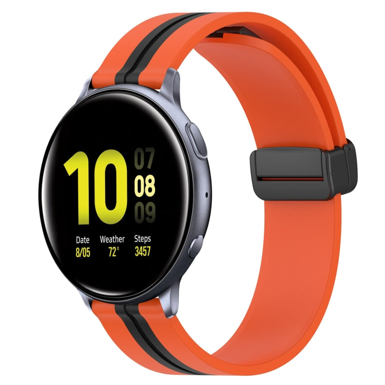 20mm Folding Magnetic Clasp Silicone Watch Band, For Samsung Galaxy Watch Active 2 40mm, For Samsung Galaxy Watch Active 2 44mm, For Samsung Galaxy Watch 42mm