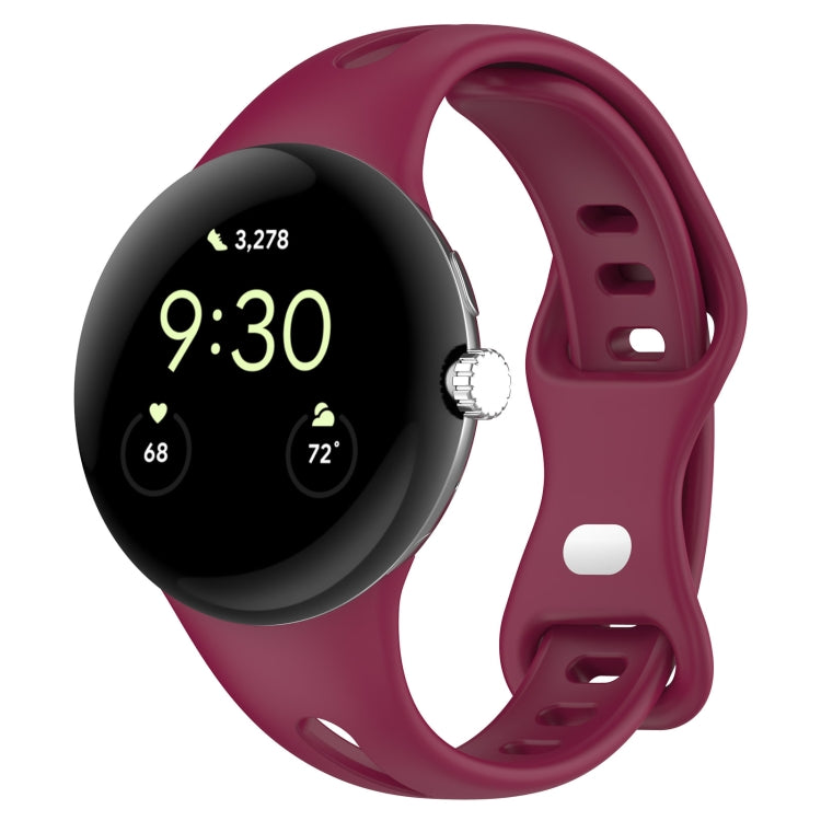 Water Drop Slimming Butterfly Button Solid Silicone Band, For Google Pixel Watch 4 / 3 / 2 / 1 41mm