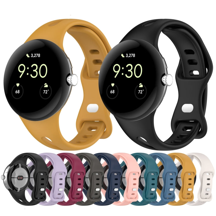 Water Drop Slimming Butterfly Button Solid Silicone Band, For Google Pixel Watch 4 / 3 / 2 / 1 41mm