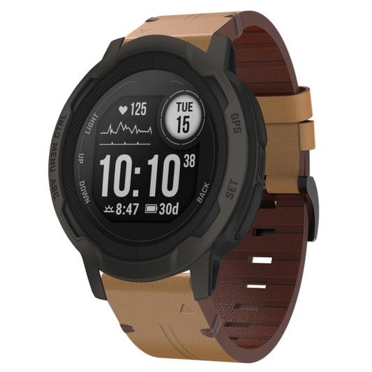 22mm Leather Steel Buckle Watch Band, For Garmin Instinct 2, For Garmin Forerunner 955, For Garmin Fenix 6 GPS, For Garmin Fenix 7, For Garmin Fenix 5 Plus, For Garmin Instinct, For Garmin Forerunner 945, For Garmin Fenix 6 Pro GPS