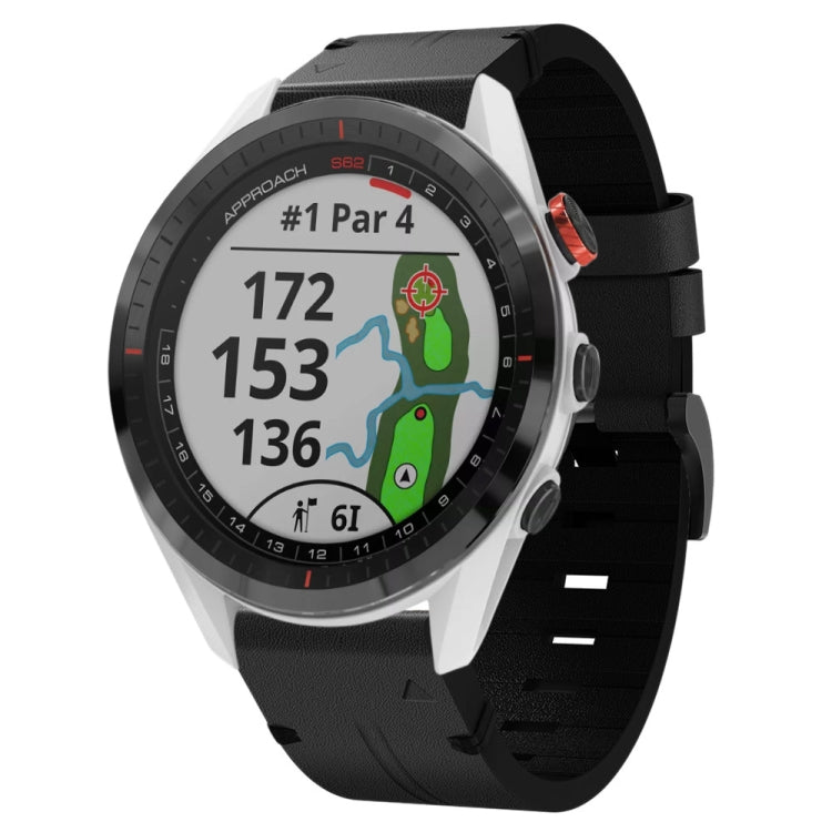 22mm Leather Steel Buckle Watch Band, For Garmin Approach S62, For Garmin Fenix 7 Sapphire Solar
