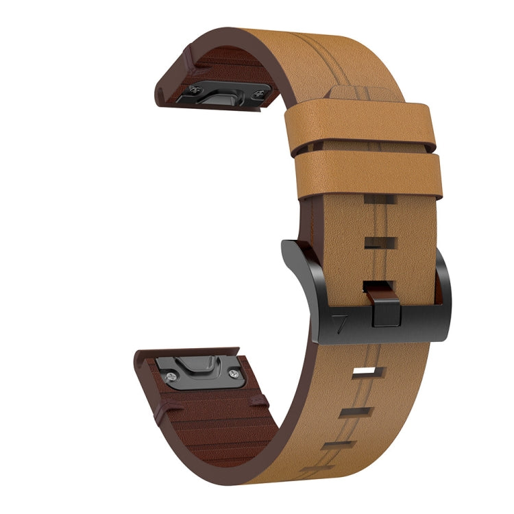 22mm Leather Steel Buckle Watch Band, For Garmin Approach S62, For Garmin Fenix 7 Sapphire Solar