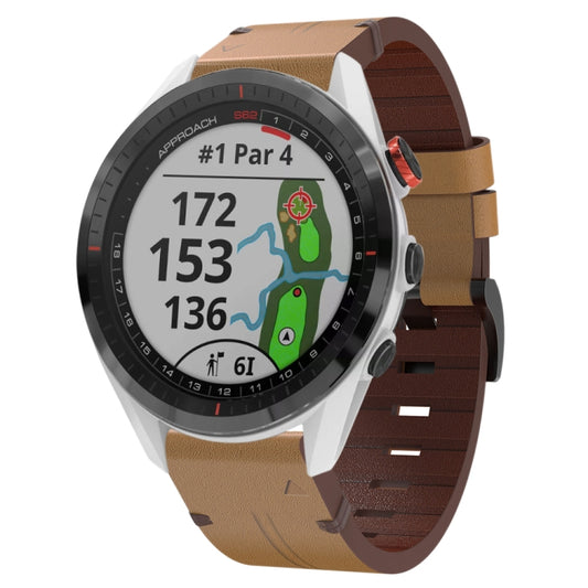 22mm Leather Steel Buckle Watch Band, For Garmin Approach S62, For Garmin Fenix 7 Sapphire Solar