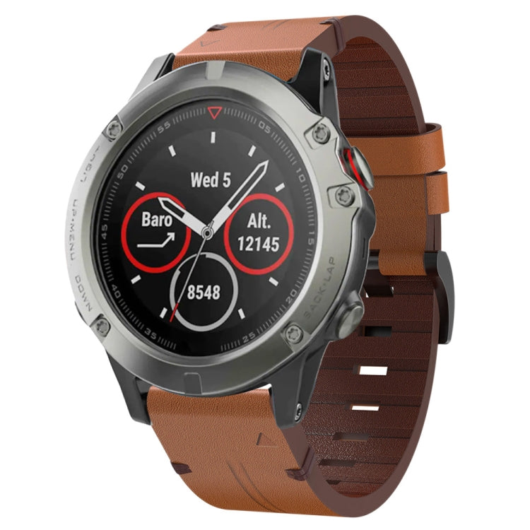22mm Leather Steel Buckle Watch Band, For Garmin Quatix 5, For Garmin Descent G1
