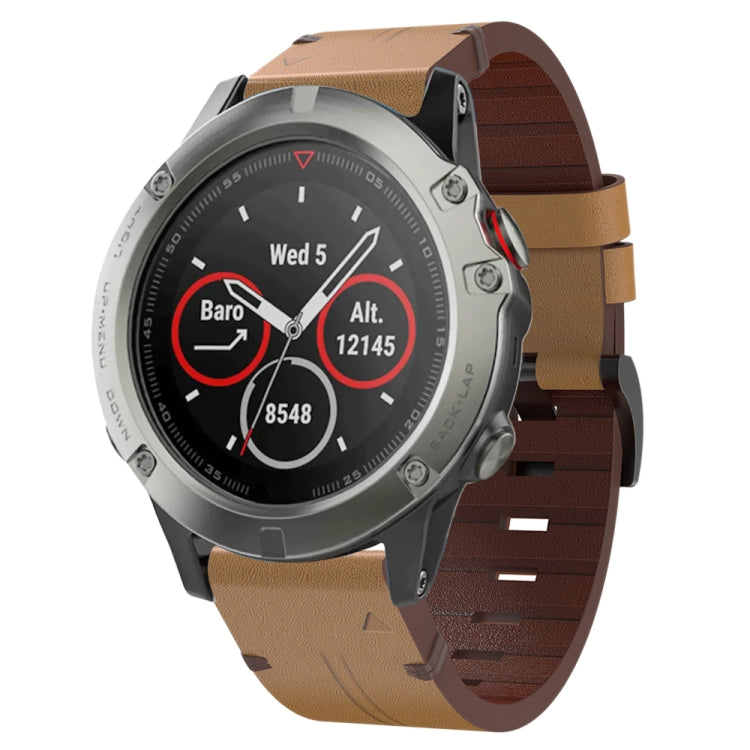22mm Leather Steel Buckle Watch Band, For Garmin Quatix 5, For Garmin Descent G1