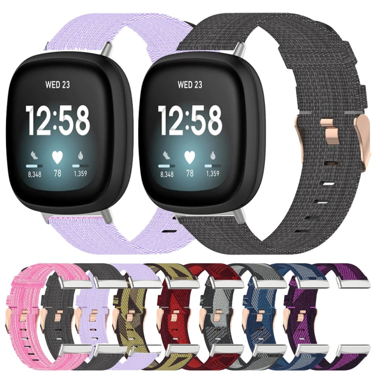 Nylon Weave Canvas Watch Band, For Fitbit Versa 3, For Fitbit Sense