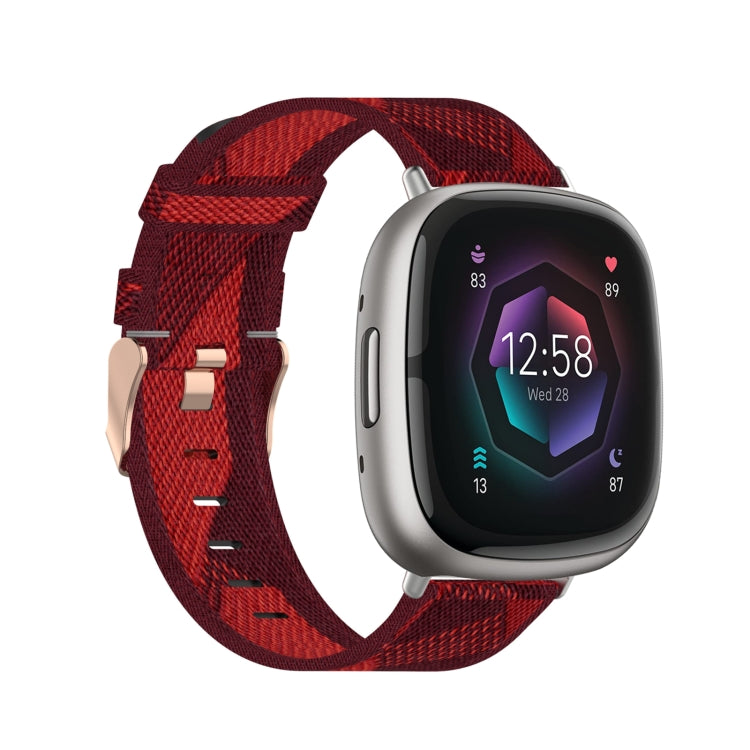 Nylon Weave Canvas Watch Band, For Fitbit Versa 3, For Fitbit Sense