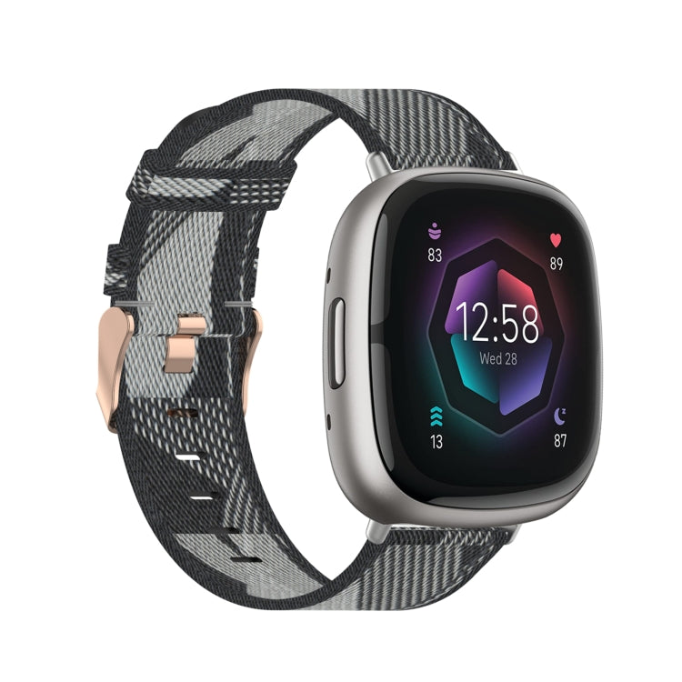 Nylon Weave Canvas Watch Band, For Fitbit Versa 3, For Fitbit Sense