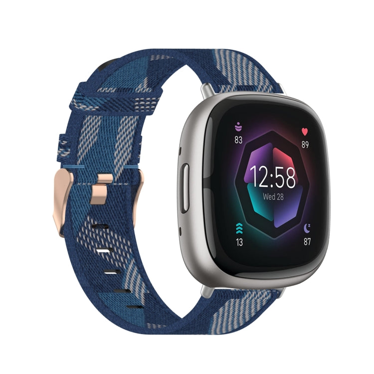 Nylon Weave Canvas Watch Band, For Fitbit Versa 3, For Fitbit Sense