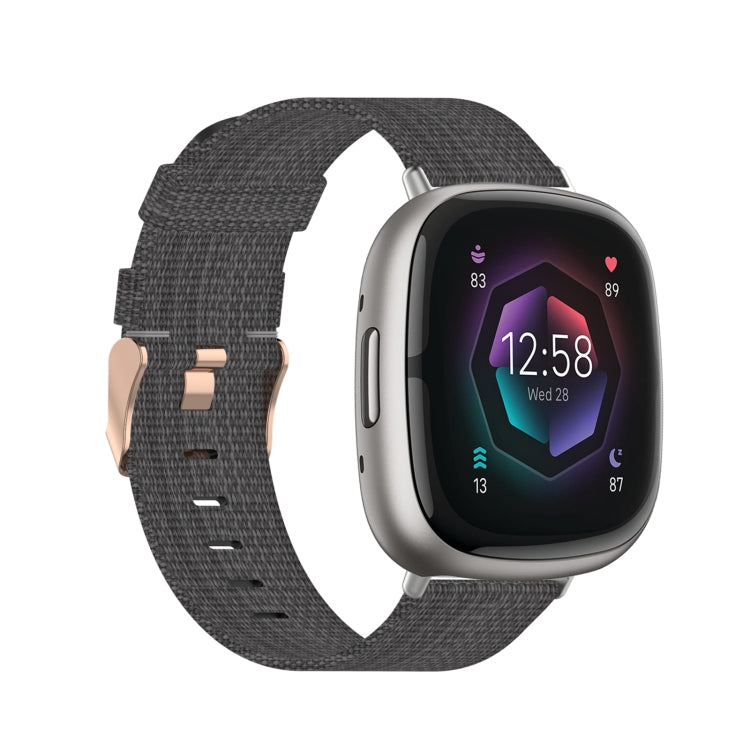 Nylon Weave Canvas Watch Band, For Fitbit Versa 3, For Fitbit Sense