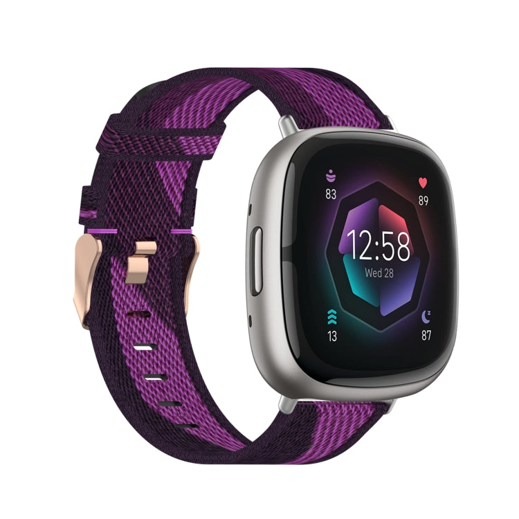 Nylon Weave Canvas Watch Band, For Fitbit Versa 3, For Fitbit Sense