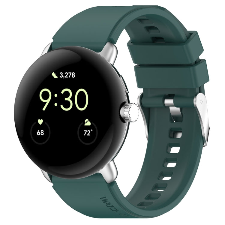 Metal Connector Solid Color Silicone Watch Band, For Google Pixel Watch 4 / 3 / 2 / 1 41mm