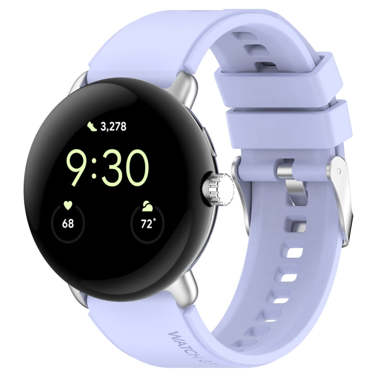 Metal Connector Solid Color Silicone Watch Band, For Google Pixel Watch 4 / 3 / 2 / 1 41mm