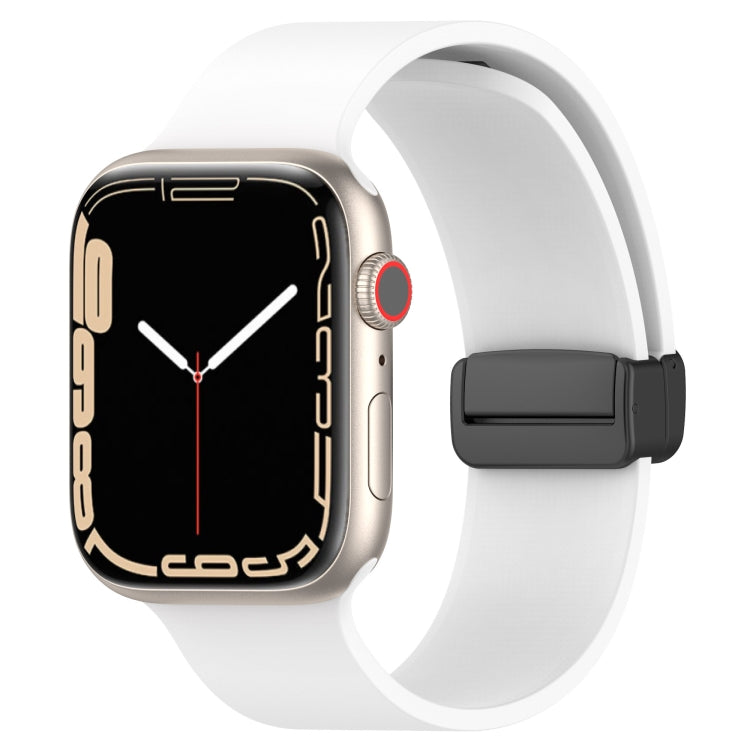 Magnetic Black Buckle Smooth Silicone Watch Band, For Apple Watch Ultra 49mm, For Apple Watch Series 8&7 45mm, For Apple Watch Series 8&7 41mm