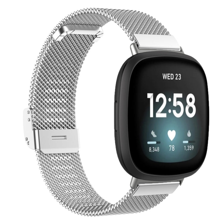 Integrated Milan Buckle Fine Mesh Metal Watch Band, For Fitbit Versa 4 / Versa 3 / Sense 2 / Sense
