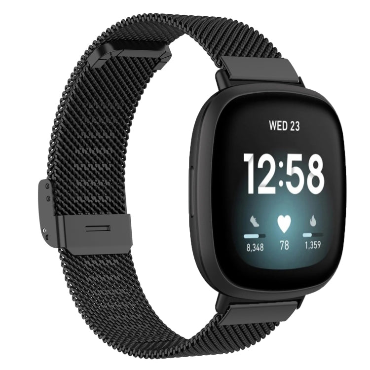Integrated Milan Buckle Fine Mesh Metal Watch Band, For Fitbit Versa 4 / Versa 3 / Sense 2 / Sense