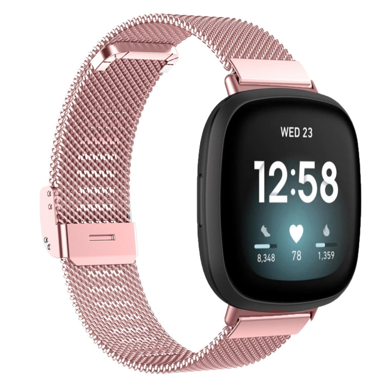 Integrated Milan Buckle Fine Mesh Metal Watch Band, For Fitbit Versa 4 / Versa 3 / Sense 2 / Sense