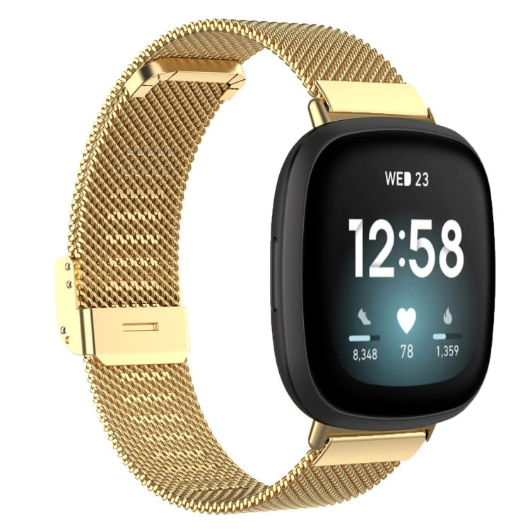 Integrated Milan Buckle Fine Mesh Metal Watch Band, For Fitbit Versa 4 / Versa 3 / Sense 2 / Sense