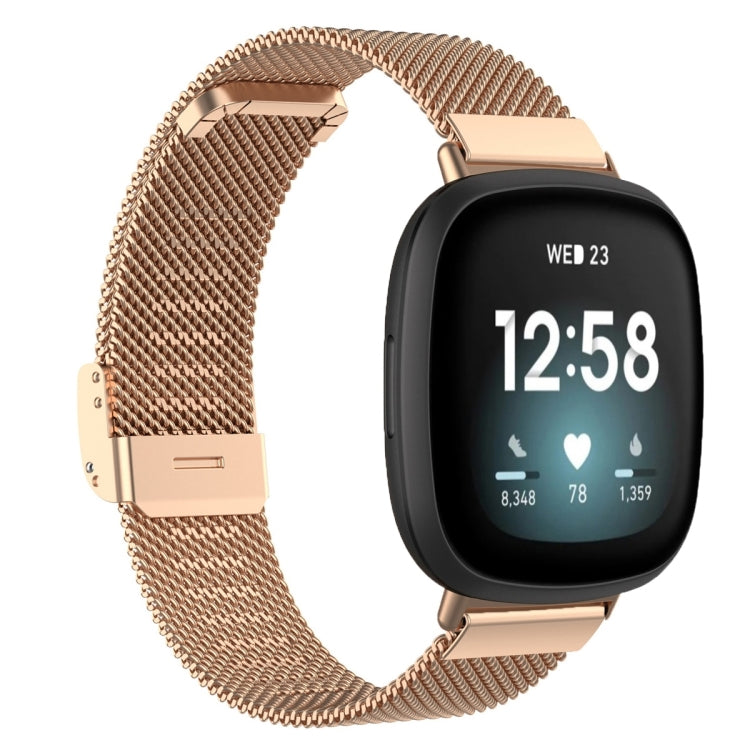 Integrated Milan Buckle Fine Mesh Metal Watch Band, For Fitbit Versa 4 / Versa 3 / Sense 2 / Sense