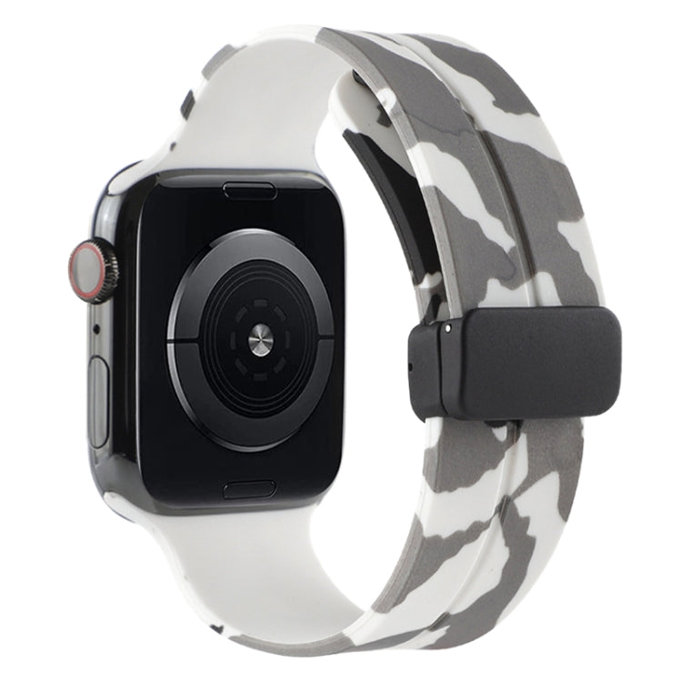 Magnetic Clasp Camouflage Silicone Watch Band, For Apple Watch Ultra 49mm, For Apple Watch Series 8&7 45mm, For Apple Watch Series 8&7 41mm