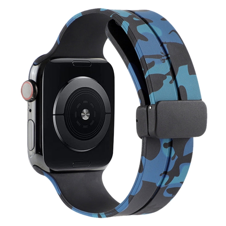 Magnetic Clasp Camouflage Silicone Watch Band, For Apple Watch Ultra 49mm, For Apple Watch Series 8&7 45mm, For Apple Watch Series 8&7 41mm