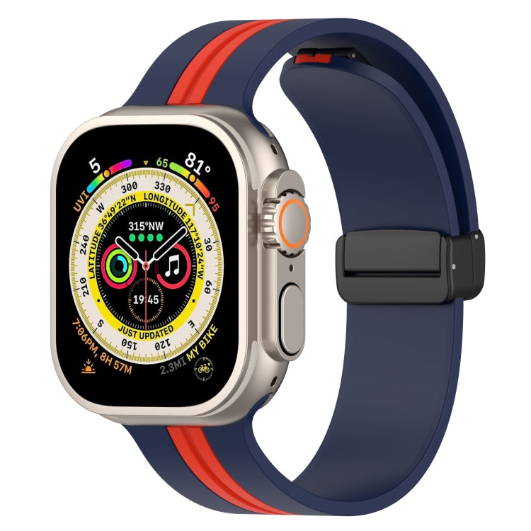 Magnetic Clasp Two-Color Silicone Watch Band, For Apple Watch Ultra 49mm, For Apple Watch Series 8&7 45mm, For Apple Watch Series 8&7 41mm