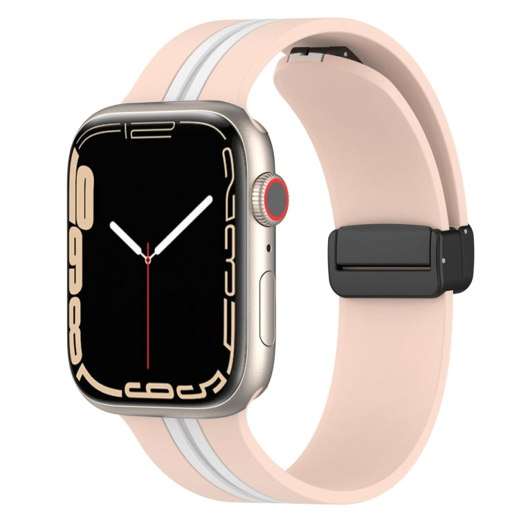 Magnetic Clasp Two-Color Silicone Watch Band, For Apple Watch Ultra 49mm, For Apple Watch Series 8&7 45mm, For Apple Watch Series 8&7 41mm
