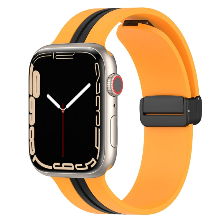 Magnetic Clasp Two-Color Silicone Watch Band, For Apple Watch Ultra 49mm, For Apple Watch Series 8&7 45mm, For Apple Watch Series 8&7 41mm