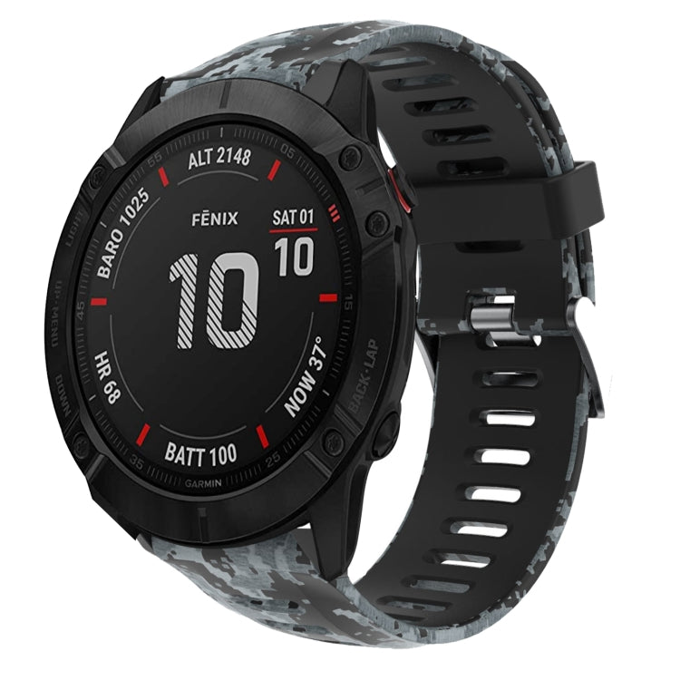 26mm Camouflage Printed Silicone Watch Band, For Garmin Enduro, For Garmin Fenix 6X, For Garmin Fenix 6X Pro, For Garmin Fenix 6X Sapphire, For Garmin Fenix 5X Sapphire, For Garmin Fenix 5X Plus, For Garmin Fenix 3, For Garmin Fenix 3 HR
