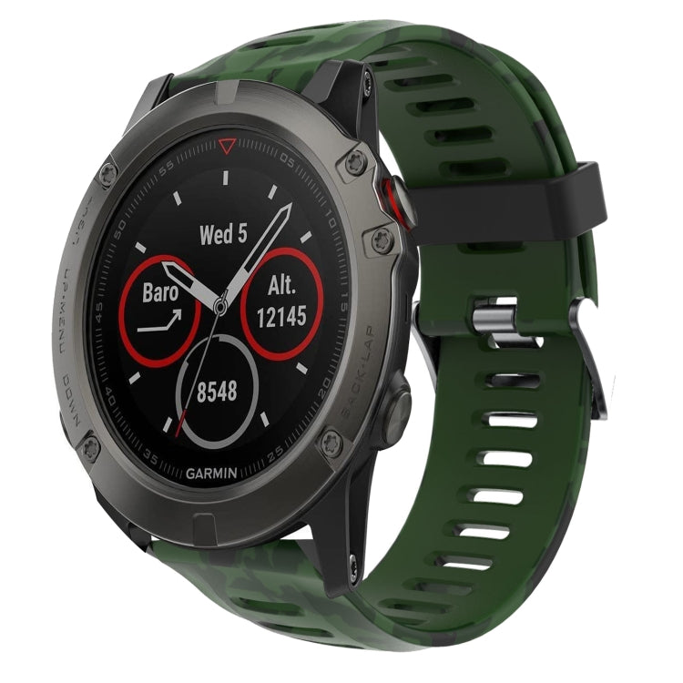 26mm Camouflage Printed Silicone Watch Band, For Garmin Enduro, For Garmin Fenix 6X, For Garmin Fenix 6X Pro, For Garmin Fenix 6X Sapphire, For Garmin Fenix 5X Sapphire, For Garmin Fenix 5X Plus, For Garmin Fenix 3, For Garmin Fenix 3 HR