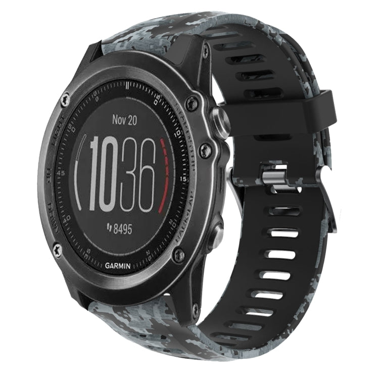 26mm Camouflage Printed Silicone Watch Band, For Garmin Enduro, For Garmin Fenix 6X, For Garmin Fenix 6X Pro, For Garmin Fenix 6X Sapphire, For Garmin Fenix 5X Sapphire, For Garmin Fenix 5X Plus, For Garmin Fenix 3, For Garmin Fenix 3 HR